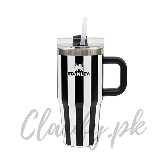 Stanley Style Black Striped Tumbler – Premium Quality