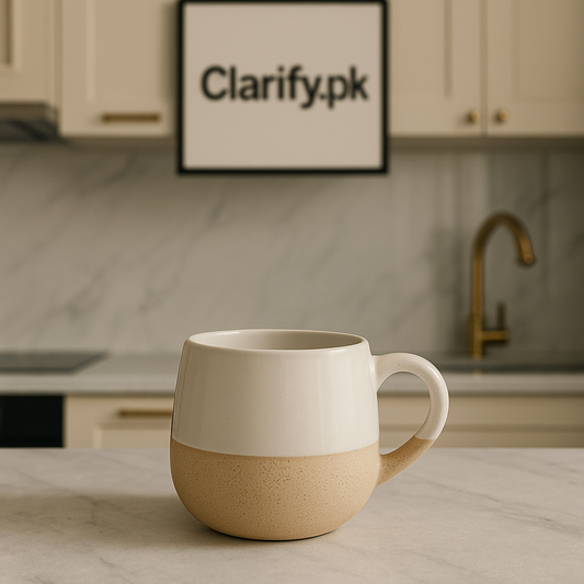 Matte Ceramic Mug – Beige & White Two-Tone Design