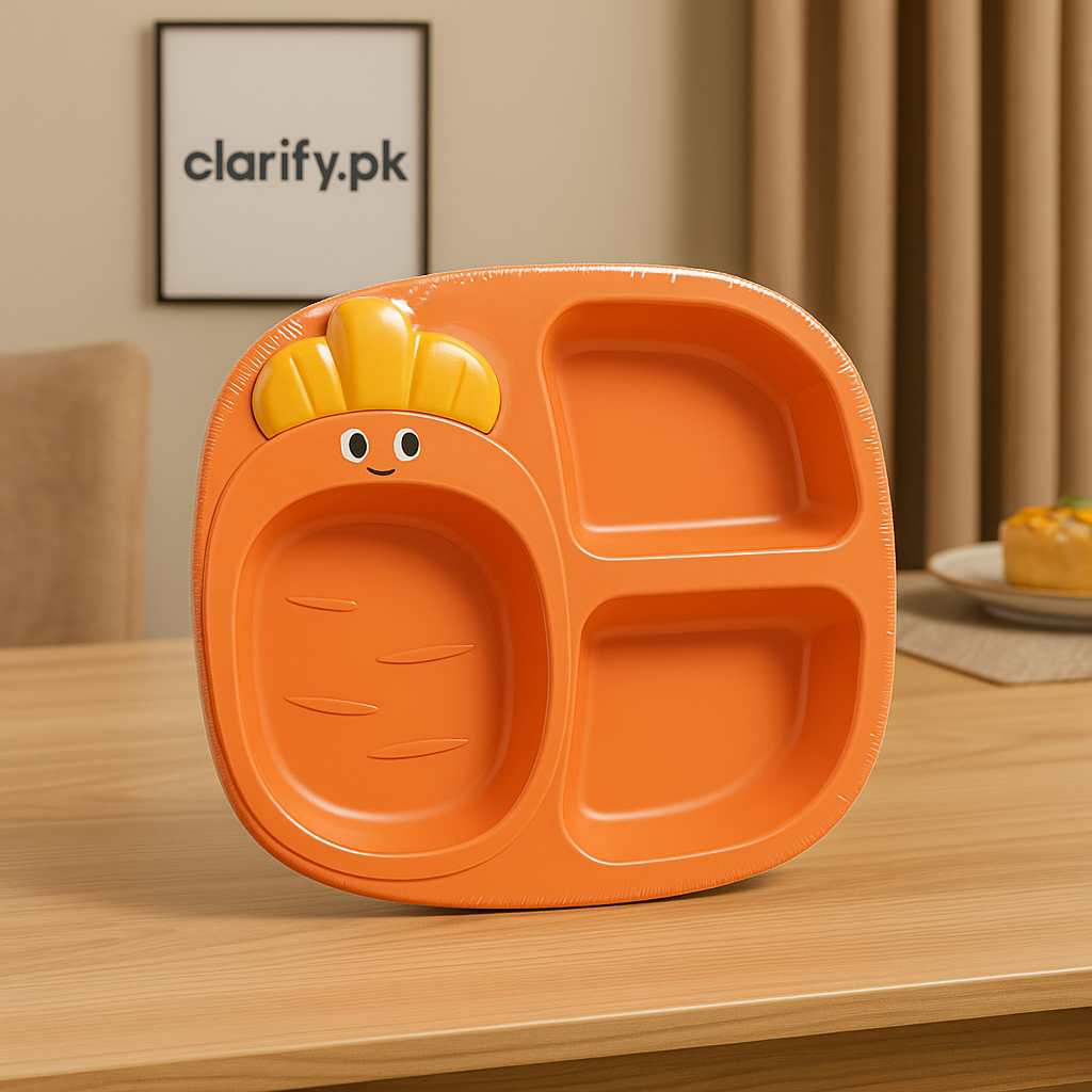 Cute Compartment Plate – Food Grade Plastic Kids Dinner Plate