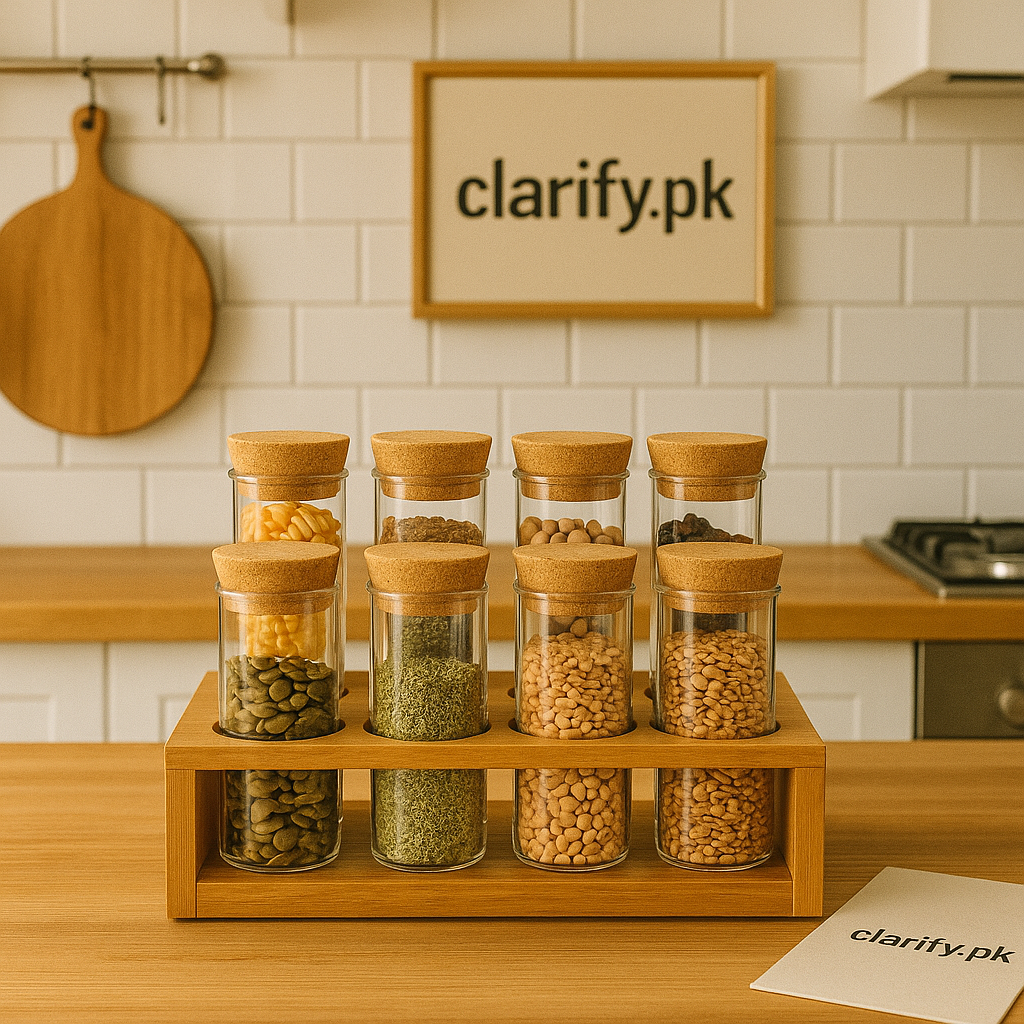 Luxury 6 Glass Jar Set with Stand – Kitchen Organizer