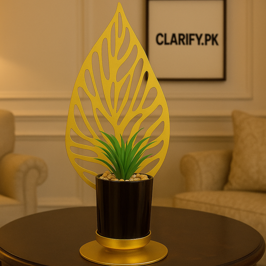 Golden Leaf Metal Plant Pot - Luxury Home Décor