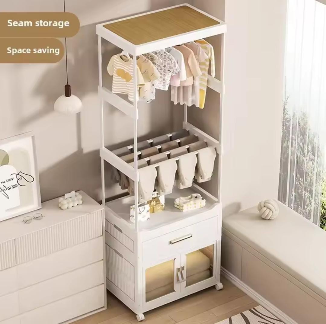 Portable Wardrobe with Cabinet & Hanger – Lightweight & Moveable