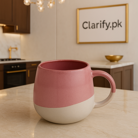 Two-Tone Ceramic Mug – Elegant Pink & White Cup