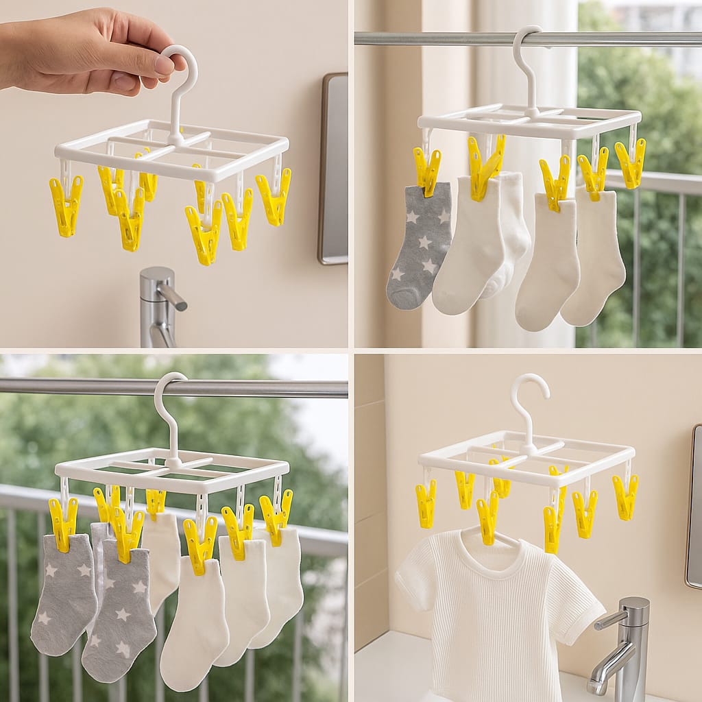 Square Baby 8-Clip Hanger – Space-Saving Laundry