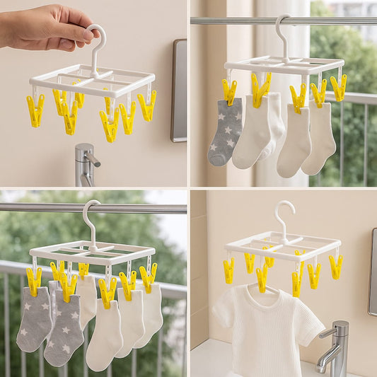 Square Baby 8-Clip Hanger – Space-Saving Laundry
