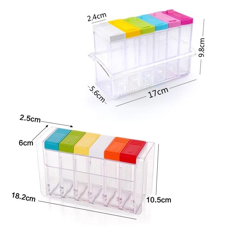 Set of 6 Spice Box Set - Premium Spice Organizer for Kitchen Storage - Clarify.pk