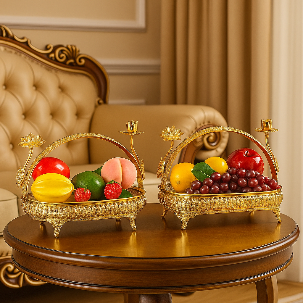 Luxury Gold Basket Tray – Decorative Storage (each)