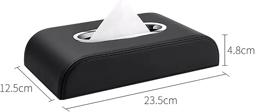 Slim Black Leather Tissue Box