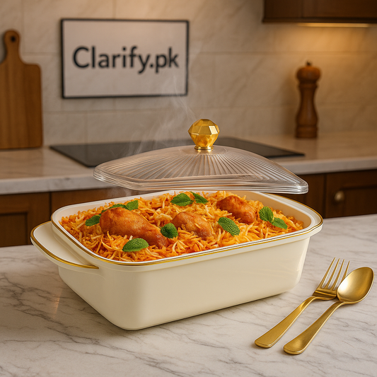 Heavy Plastic Serving Dish with Lid – Durable Food Storage & Serving Bowl