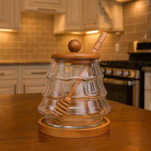 Glass Honey Jar with Airtight Lid – Kitchen Storage