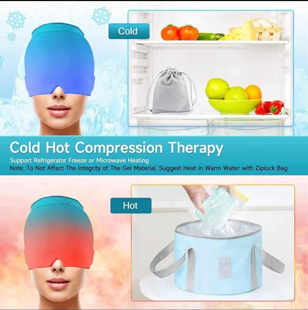 Migraine Relief Hat headache hat Gel Hot Cold Therapy Ice Cap For Relieve Pain Ice Hat Eye Mask.
