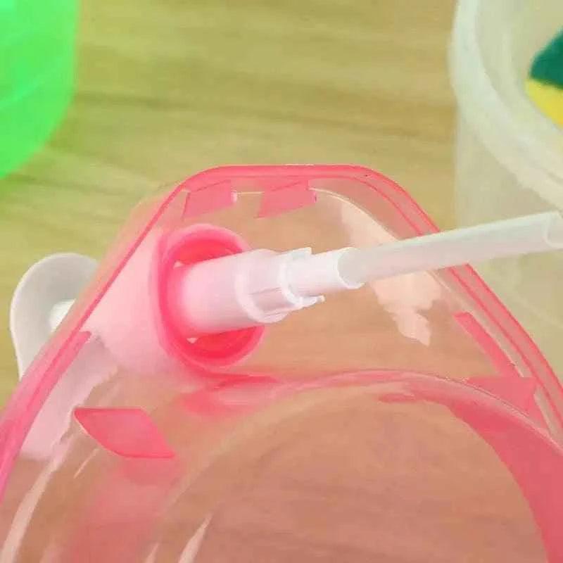 Round Transparent Kitchen Liquid Dispenser with Sponge.