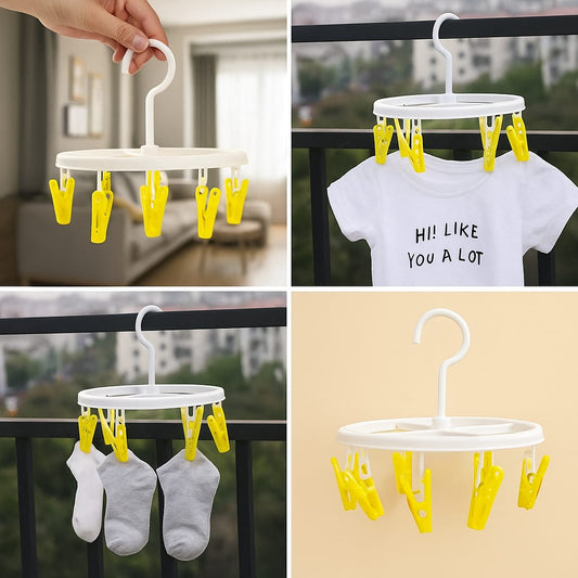 Round Baby 8-Clip Hanger – Multi-Purpose Clothes Dryer