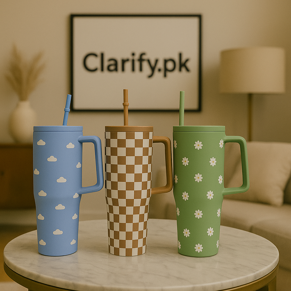 Premium 30oz Insulated Tumbler with Handle – 900ml (Random Color)