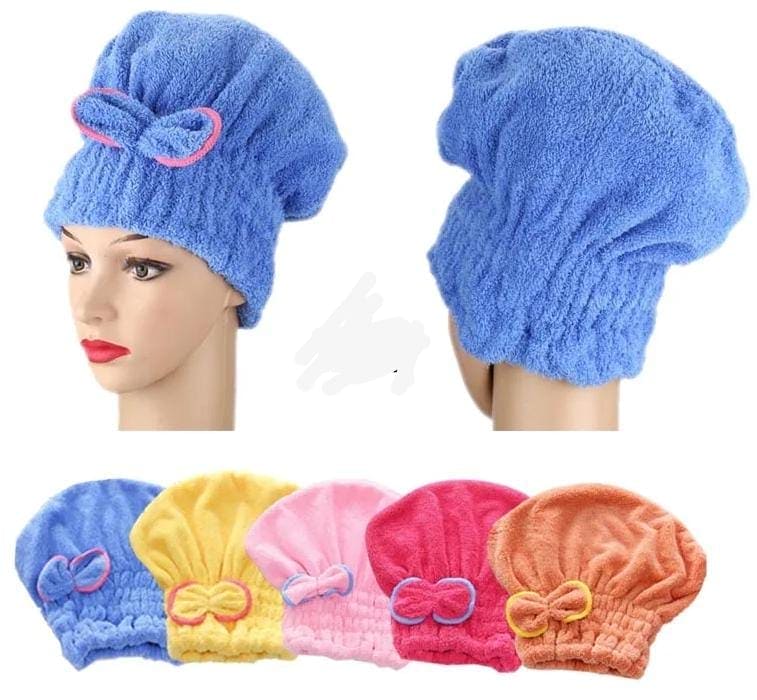Microfiber Bowknot Towel Wrap, Quick Hair Drying Bath Towel, Spa Bowknot Wrap Towel Hat, Cap for Bath Bathroom, Comfortable Bath Spa Cap, Turban for Drying Curly Long Thick Hair, Highly Absorbent Hair Drying Towel