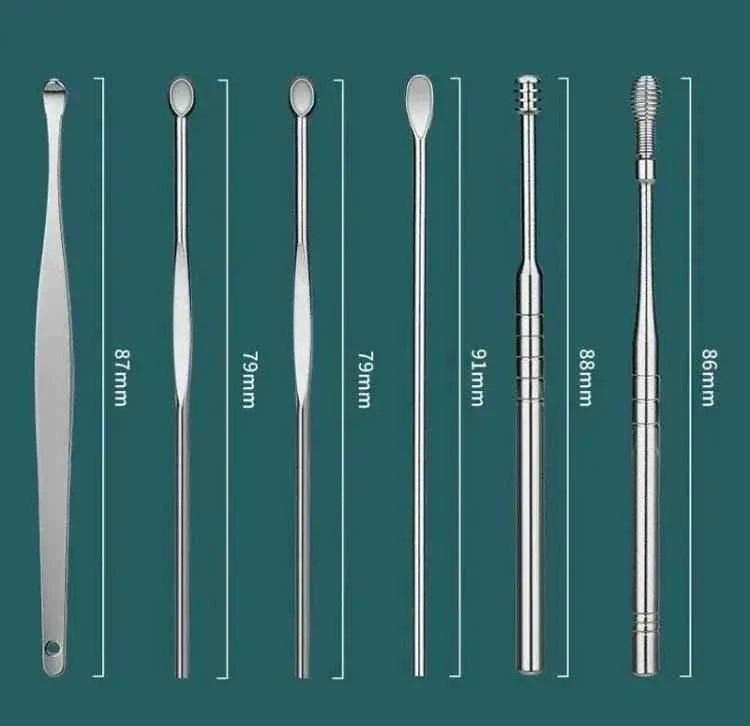 6-Piece Stainless Steel Ear Cleaning Kit, Ear Care Set for Adults, Earwax Removal Tools, Earpick Cleaning Set.
