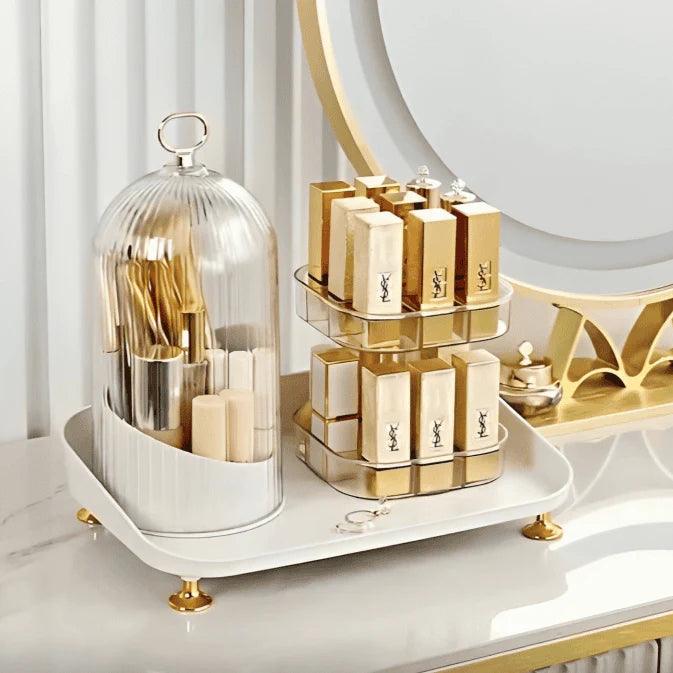 360° Rotating Makeup Brush Organizer and Lipstick Storage Box for Efficient Makeup Storage - Clarify.pk