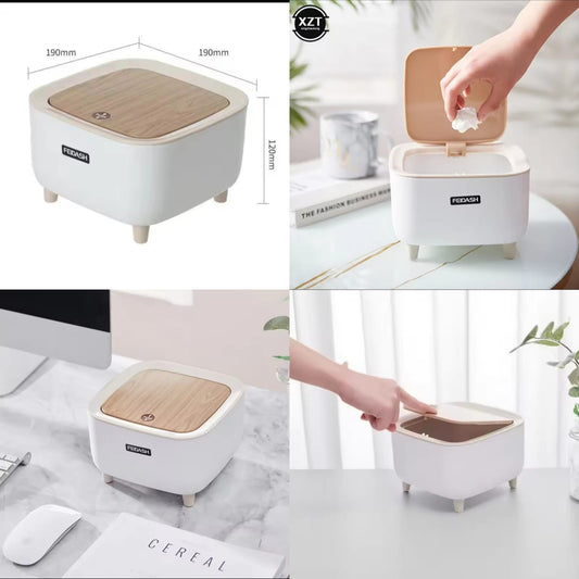Mini Desktop Trash Can – Small Covered Bin for Desk & Bedroom
