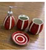 Luxury 4Pcs Red & White Bath Set – Modern Bathroom Décor
