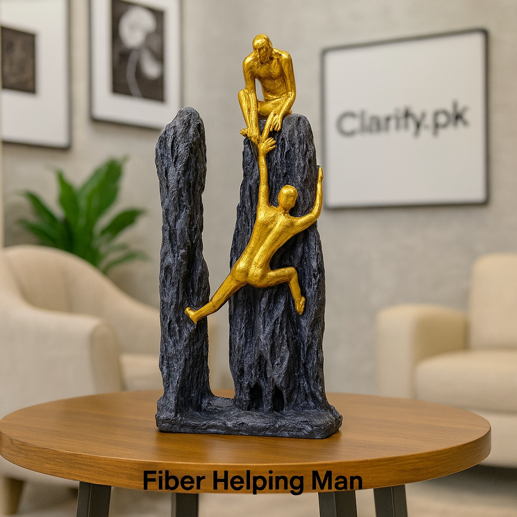 Golden Climbing Men Statue – Modern Abstract Fiber Wall Showpiece