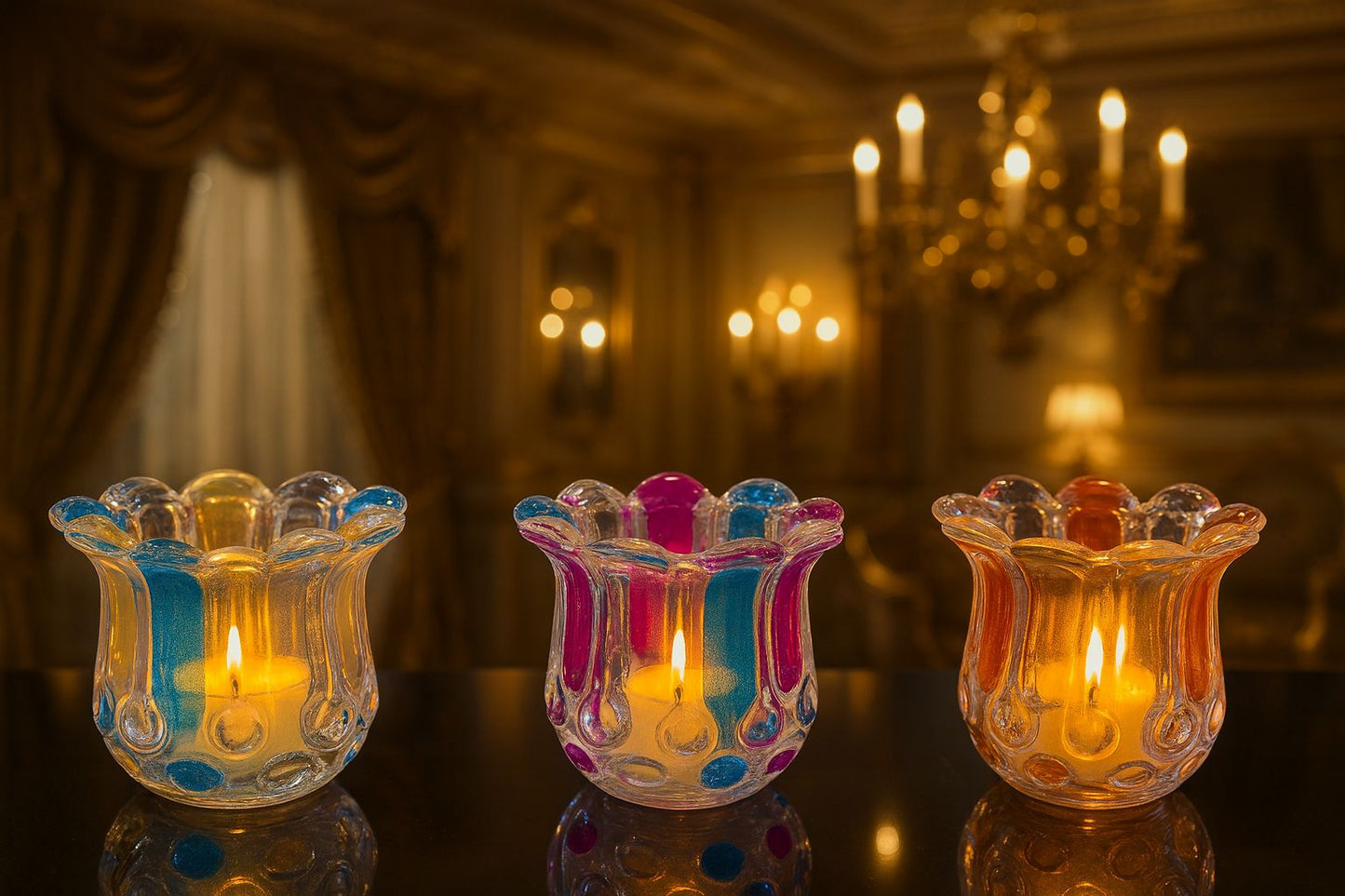 Tulip Glass Candle Holder with LED Candle – Luxury Glow (each)