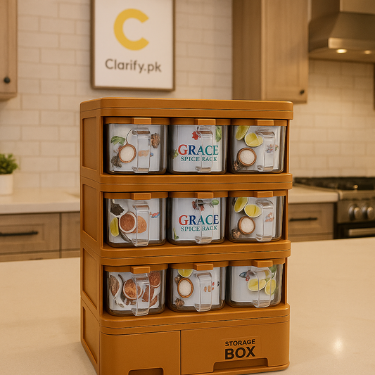 Airtight Masala Storage Box – 12 Jar Spice Rack for Kitchen