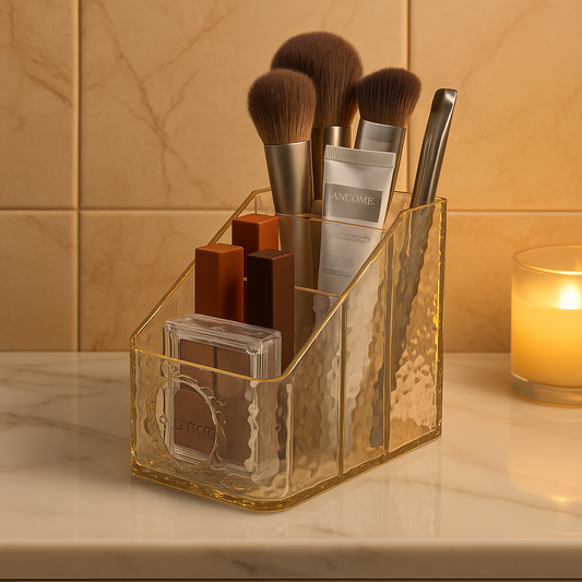Acrylic 3-Grid Makeup Organizer – Clear Cosmetic Storage Box