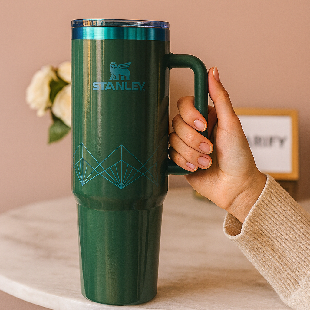 40oz Glossy Stainless Steel Tumbler – 1200ml Stanley Style Drinkware