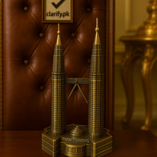 Metal Malaysia Twin Tower Showpiece – Premium Home Décor