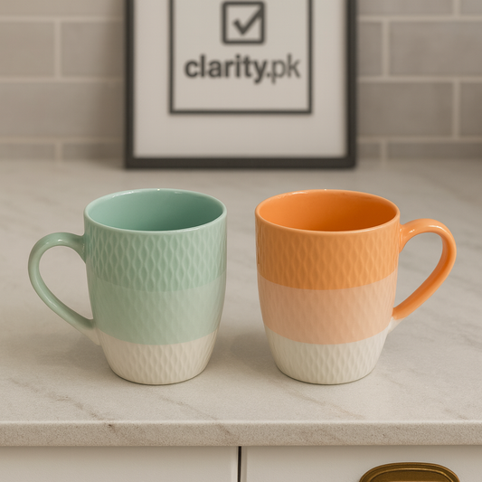 Elegant Dual-Color Ceramic Mug – Modern Textured Design (Each)