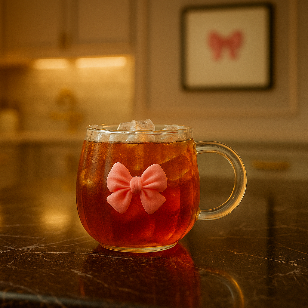 Modern Bow Design Glass Cup – Aesthetic Tea & Coffee Mug