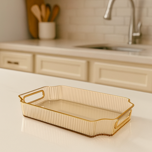Premium Golden Acrylic Tray – Rectangular