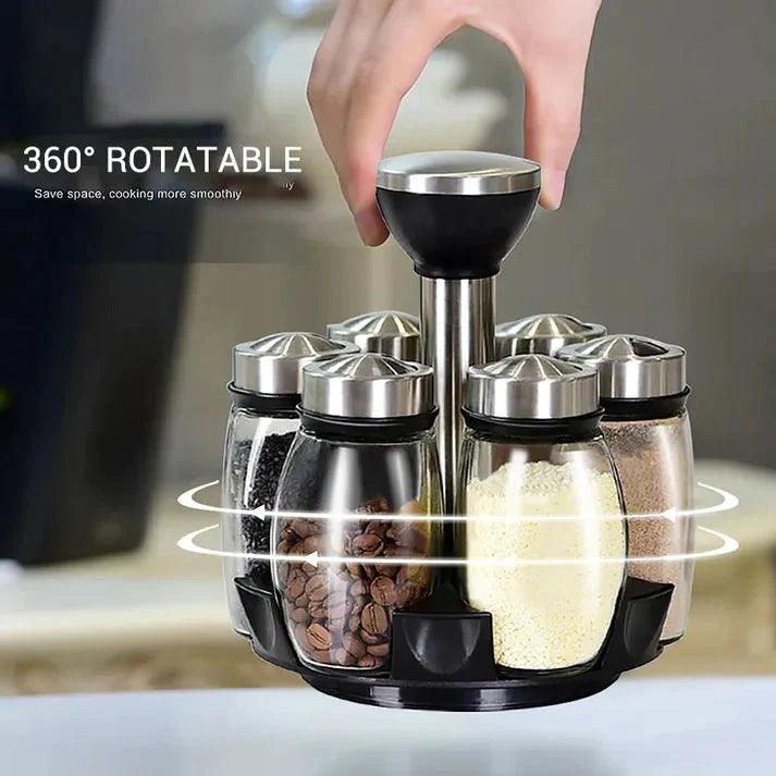 Premium Spice Rack - Rotating Spice Rack Set with 6 High-Quality Containers for Easy Access - Clarify.pk