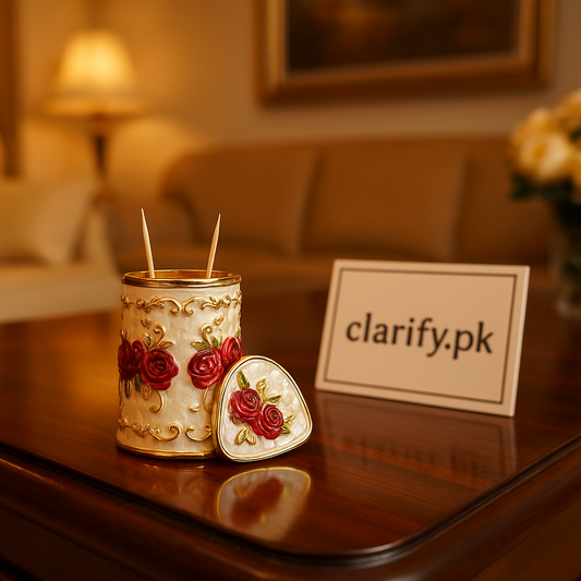 Luxury Rose Design Toothpick Holder – Push-Up Dispenser