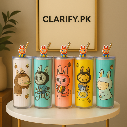 Labubu Plastic Sipper – Cute Cartoon Drinking Cup with Straw (720ML)