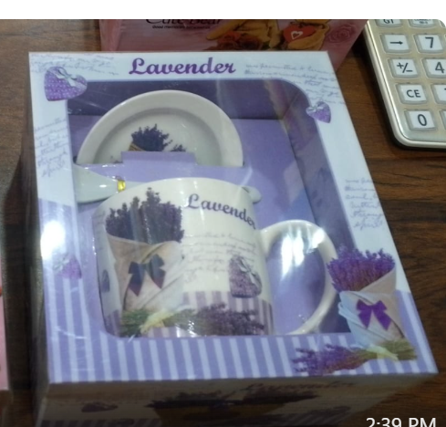 Luxury Ceramic Mug Gift Set – Lavender Design 3-Piece Gift Pack