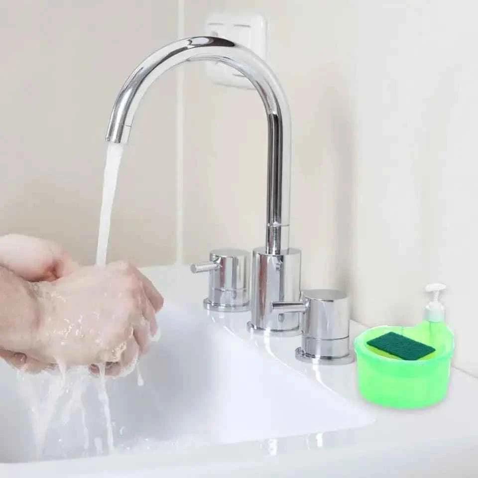 Round Transparent Kitchen Liquid Dispenser with Sponge.