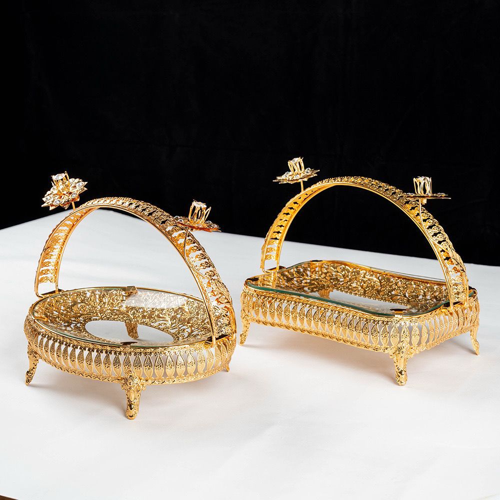 Luxury Gold Basket Tray – Decorative Storage (each)