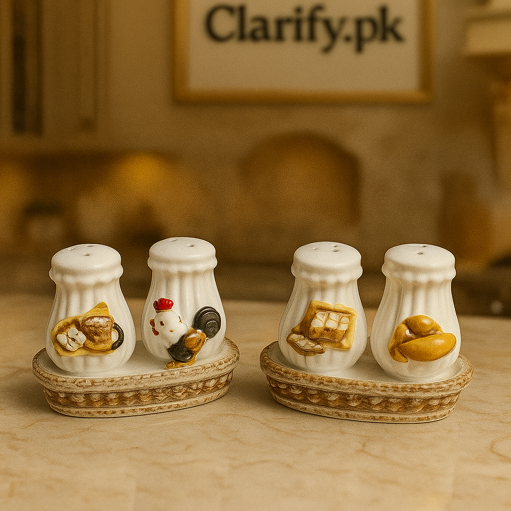 Ceramic Salt & Pepper Jar Set with Tray (Each set)