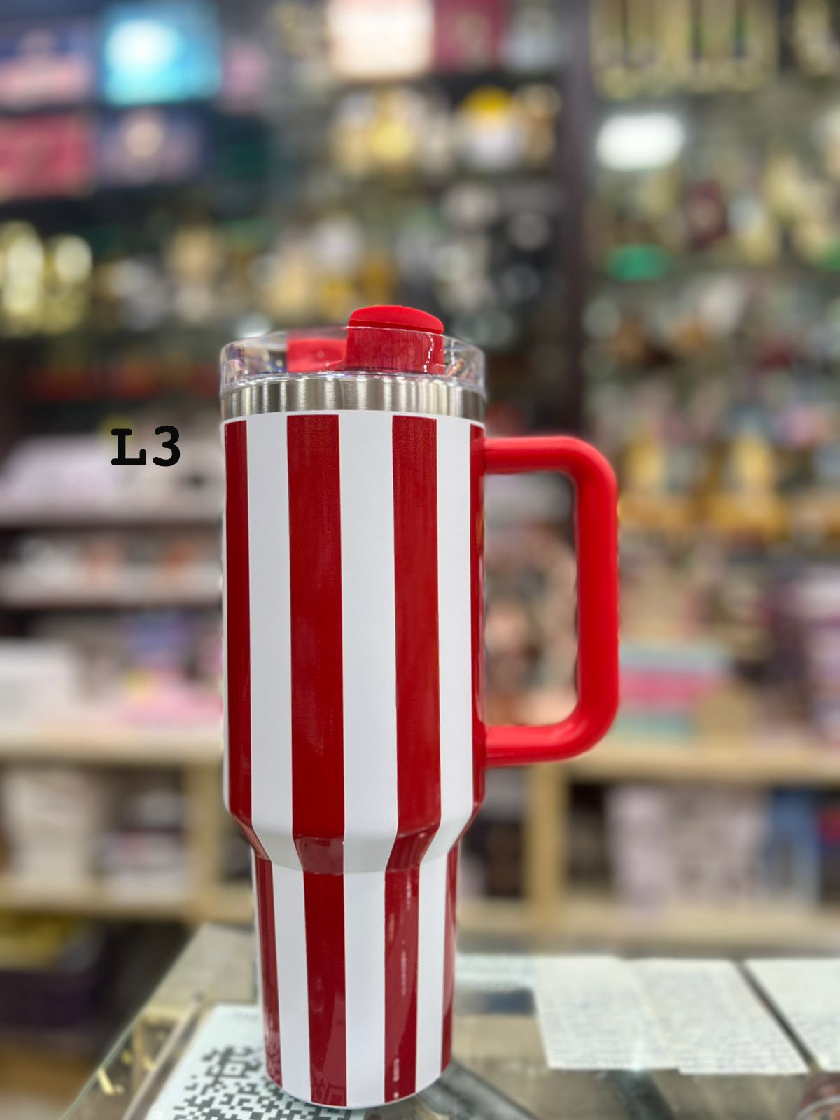Premium Red Stripe 40oz Tumbler – 1200ml Water Bottle