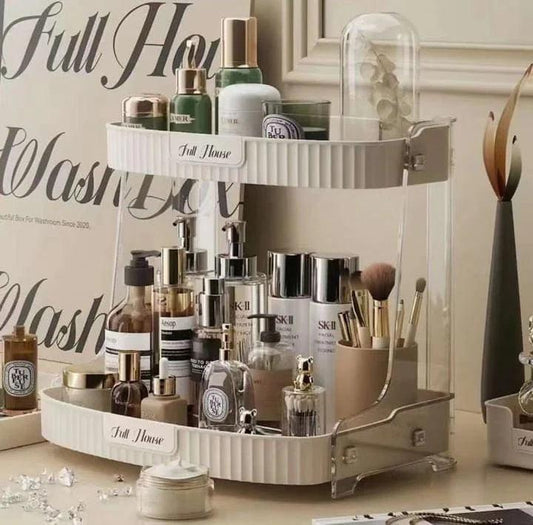 Double Layer Cosmetic Organizer Rack for Efficient Makeup Storage