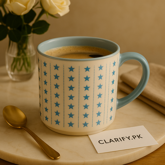 Elegant Blue Star Ceramic Mug – Luxury Morning Coffee Cup