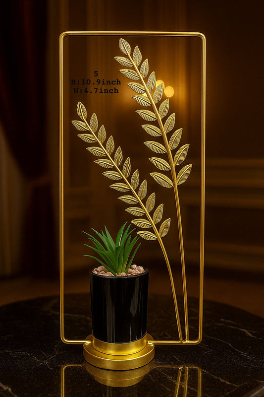 Golden Fern Metal Plant Pot - Luxury Home Decoration