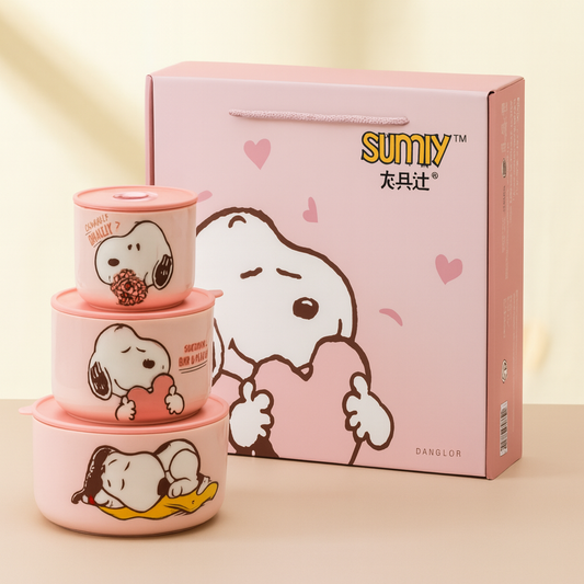 Luxury Snoopy Design Ceramic Jar Set – With Gift Box Packaging