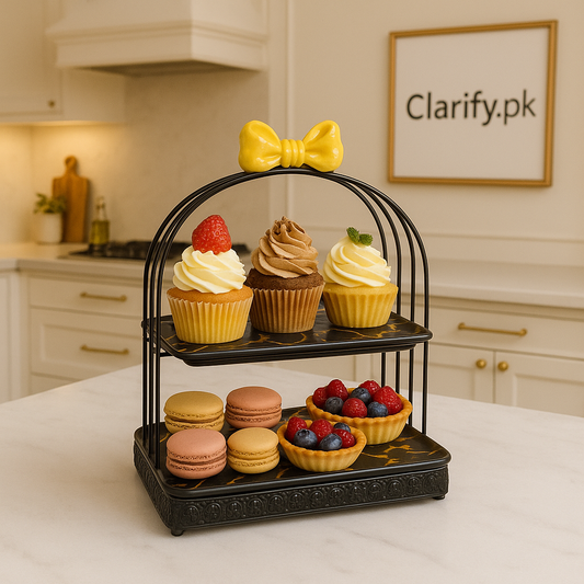 2-Tier Ceramic Dessert Stand – Cake & Cupcake Holder