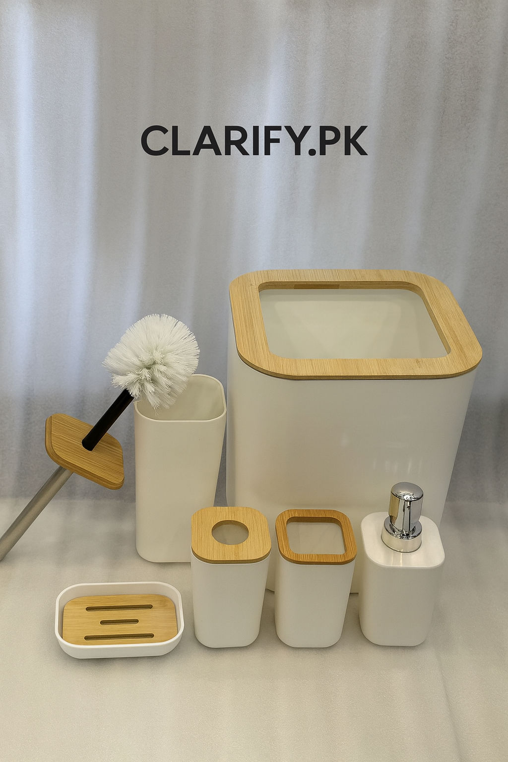 Premium White 6 Pcs Bathroom Set – Modern Accessories