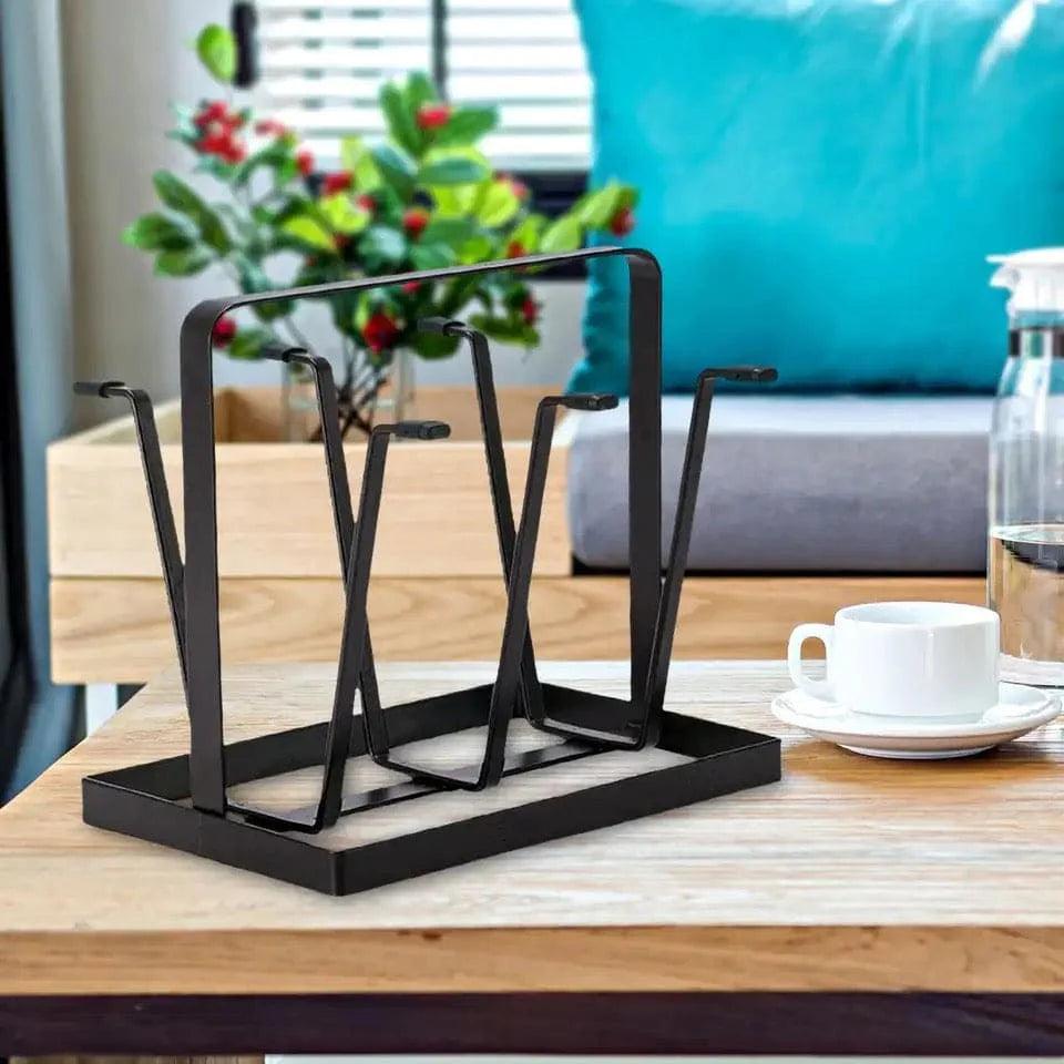 6 Hooks Iron Glass Stand Holder for Home Organizer and Decor - Clarify.pk