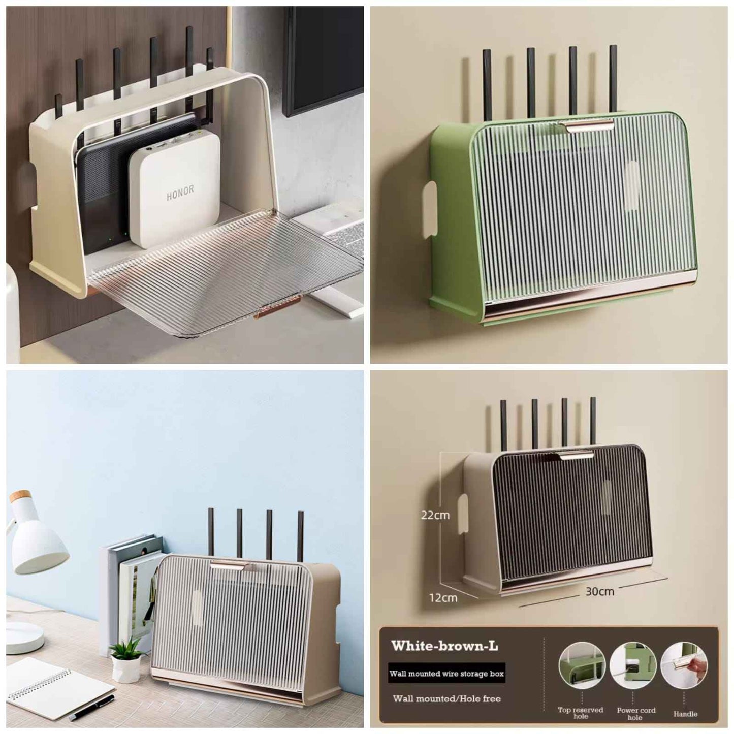 Hanging Wireless Wifi Router Shelf Storage Box Wall ABS Plastic Organizer Box Cable Power Bracket Organizer Box Home Decor Stuff