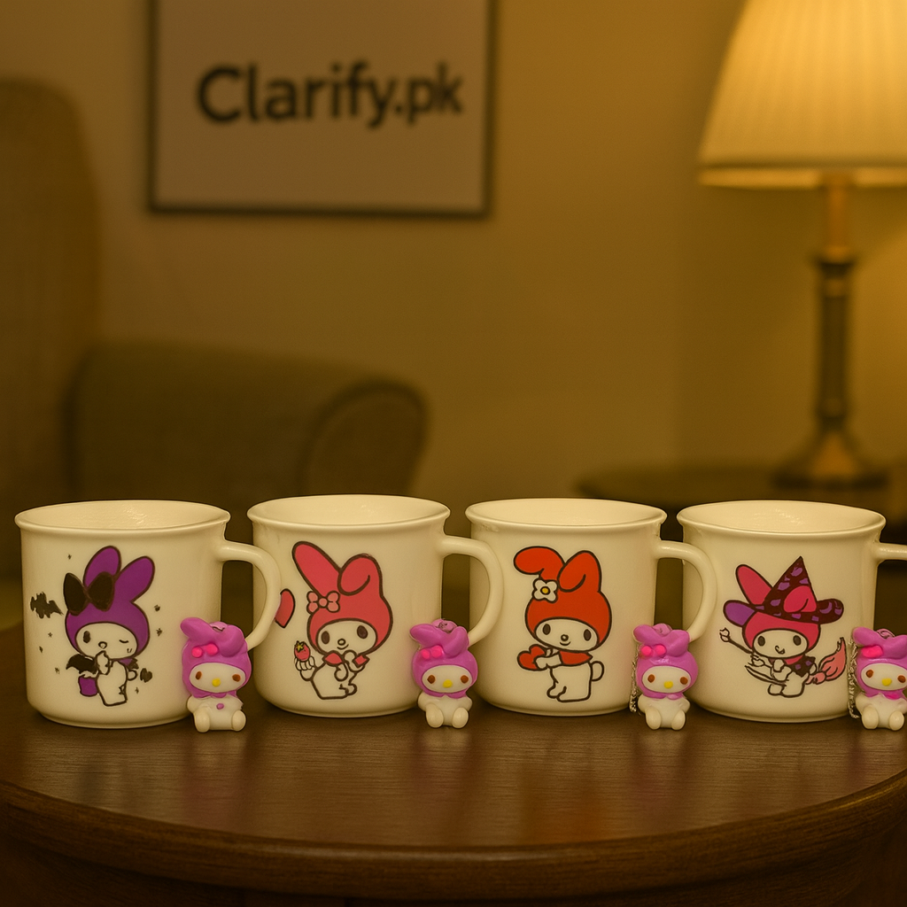 Melody & Kuromi Character Mug with Handle Keychain – Cute Cartoon Cup (each)