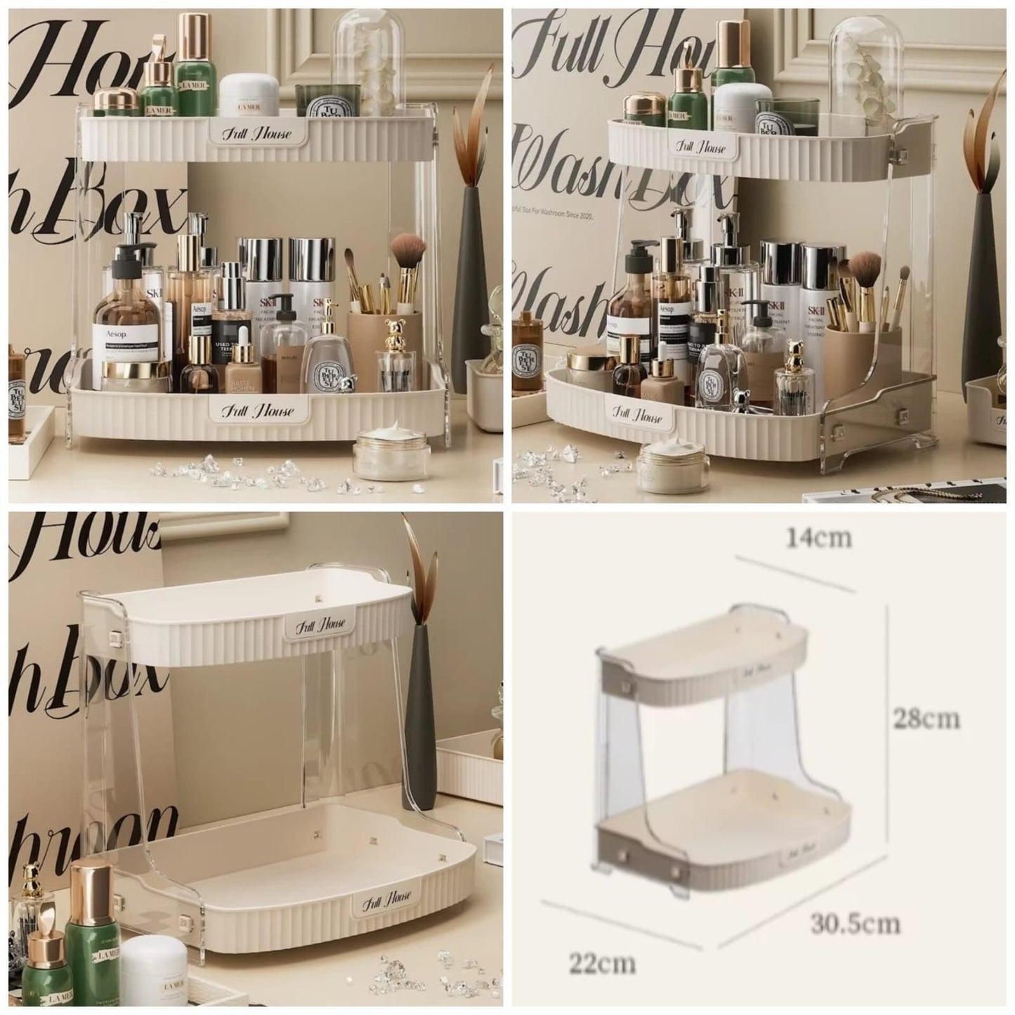 Double Layer Cosmetic Organizer Rack for Efficient Makeup Storage